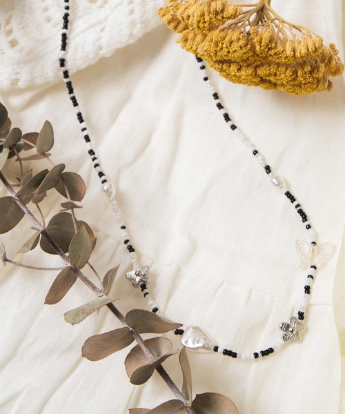 WEGO（ウィゴー）の「WEGO/フラワーパールミックスネックレス（ネックレス・レディース・ブラック/パープル/その他1・FREE）」の11枚目の写真