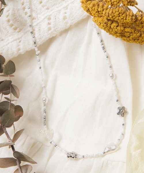 WEGO（ウィゴー）の「WEGO/フラワーパールミックスネックレス（ネックレス・レディース・ブラック/パープル/その他1・FREE）」の13枚目の写真