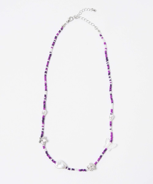 WEGO（ウィゴー）の「WEGO/フラワーパールミックスネックレス（ネックレス・レディース・ブラック/パープル/その他1・FREE）」の6枚目の写真