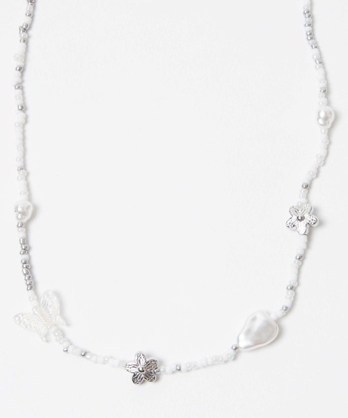 WEGO（ウィゴー）の「WEGO/フラワーパールミックスネックレス（ネックレス・レディース・ブラック/パープル/その他1・FREE）」の9枚目の写真