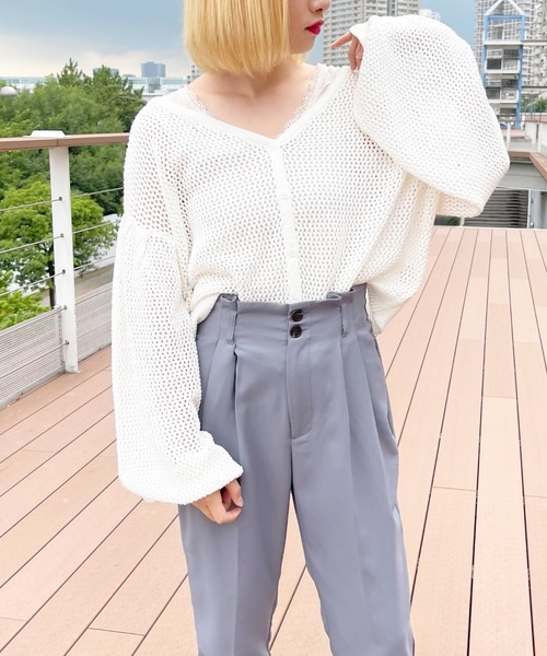 apres jour（アプレジュール）の「ショートメッシュカーデ【ZOZOTOWN限定アイテム】（カーディガン/ボレロ・レディース・オフホワイト/ミント/ベージュ/ピンクベージュ・フリー/X-LARGE）」の7枚目の写真