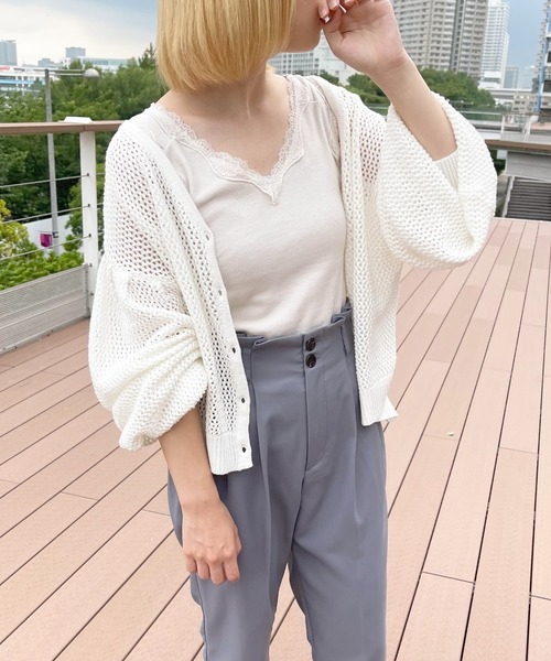 apres jour（アプレジュール）の「ショートメッシュカーデ【ZOZOTOWN限定アイテム】（カーディガン/ボレロ・レディース・オフホワイト/ミント/ベージュ/ピンクベージュ・フリー/X-LARGE）」の9枚目の写真