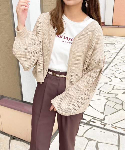 apres jour（アプレジュール）の「ショートメッシュカーデ【ZOZOTOWN限定アイテム】（カーディガン/ボレロ・レディース・オフホワイト/ミント/ベージュ/ピンクベージュ・フリー/X-LARGE）」の15枚目の写真