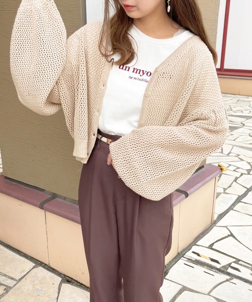 apres jour（アプレジュール）の「ショートメッシュカーデ【ZOZOTOWN限定アイテム】（カーディガン/ボレロ・レディース・オフホワイト/ミント/ベージュ/ピンクベージュ・フリー/X-LARGE）」の16枚目の写真