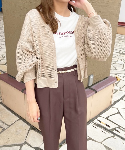 apres jour（アプレジュール）の「ショートメッシュカーデ【ZOZOTOWN限定アイテム】（カーディガン/ボレロ・レディース・オフホワイト/ミント/ベージュ/ピンクベージュ・フリー/X-LARGE）」の18枚目の写真