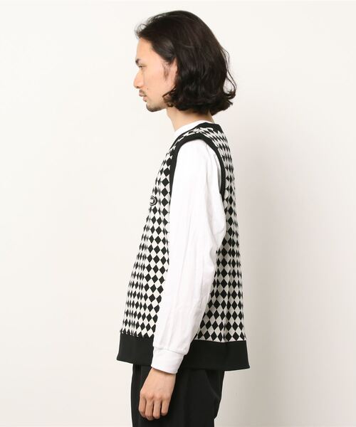 BASIC COTTON(ベーシックコットン)の「【BASIC COTTON】BCN CHECK VEST(ベスト・メンズ・ブラック×ホワイト・ONE SIZE)」の6枚目の写真