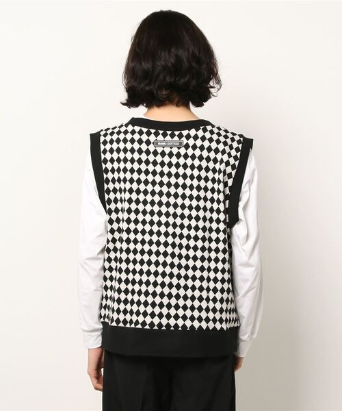 BASIC COTTON(ベーシックコットン)の「【BASIC COTTON】BCN CHECK VEST(ベスト・メンズ・ブラック×ホワイト・ONE SIZE)」の3枚目の写真
