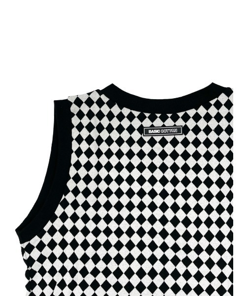 BASIC COTTON(ベーシックコットン)の「【BASIC COTTON】BCN CHECK VEST(ベスト・メンズ・ブラック×ホワイト・ONE SIZE)」の7枚目の写真