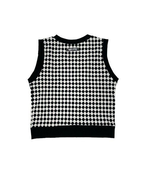 BASIC COTTON(ベーシックコットン)の「【BASIC COTTON】BCN CHECK VEST(ベスト・メンズ・ブラック×ホワイト・ONE SIZE)」の2枚目の写真