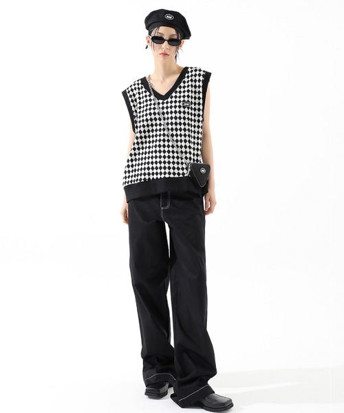 BASIC COTTON(ベーシックコットン)の「【BASIC COTTON】BCN CHECK VEST(ベスト・メンズ・ブラック×ホワイト・ONE SIZE)」の11枚目の写真