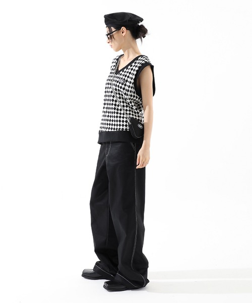 BASIC COTTON(ベーシックコットン)の「【BASIC COTTON】BCN CHECK VEST(ベスト・メンズ・ブラック×ホワイト・ONE SIZE)」の12枚目の写真