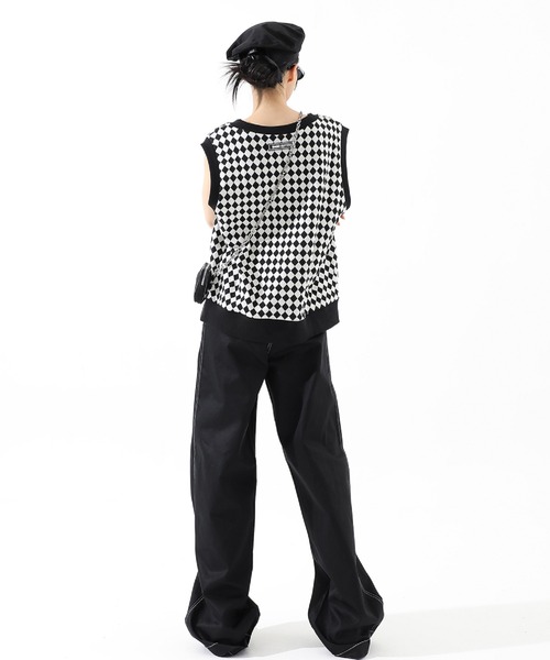 BASIC COTTON(ベーシックコットン)の「【BASIC COTTON】BCN CHECK VEST(ベスト・メンズ・ブラック×ホワイト・ONE SIZE)」の13枚目の写真