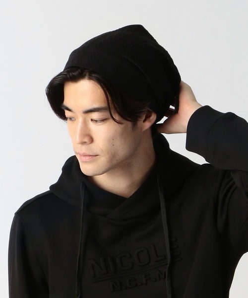 NICOLE CLUB FOR MEN（ニコルクラブフォーメン）の「ケーブル柄カットワッチ（ニットキャップ/ビーニー・メンズ・ブラック/ホワイト×ブラック・FREE）」の6枚目の写真