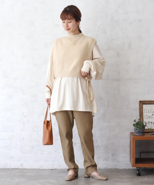 Crisp（クリスプ）の「レイヤードリブニットベスト（ベスト・レディース・ベージュ/アイボリー・FREE）」の3枚目の写真