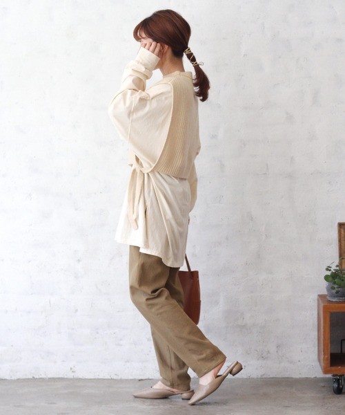 Crisp（クリスプ）の「レイヤードリブニットベスト（ベスト・レディース・ベージュ/アイボリー・FREE）」の4枚目の写真