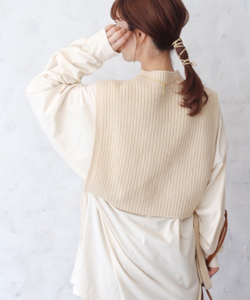 Crisp（クリスプ）の「レイヤードリブニットベスト（ベスト・レディース・ベージュ/アイボリー・FREE）」の7枚目の写真