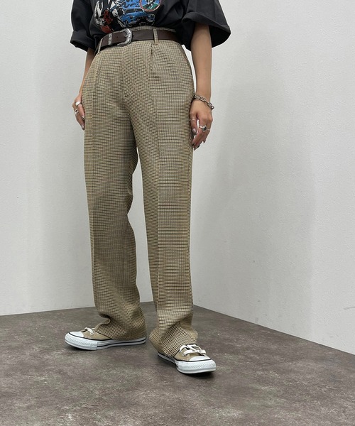 apres jour mignon（アプレジュールミニョン）の「チェックストレートパンツ【SETUP可能】【ZOZOTOWN限定アイテム】（その他パンツ・レディース・その他/ベージュ/ブラウン系その他・MEDIUM/X-LARGE/SMALL）」の3枚目の写真