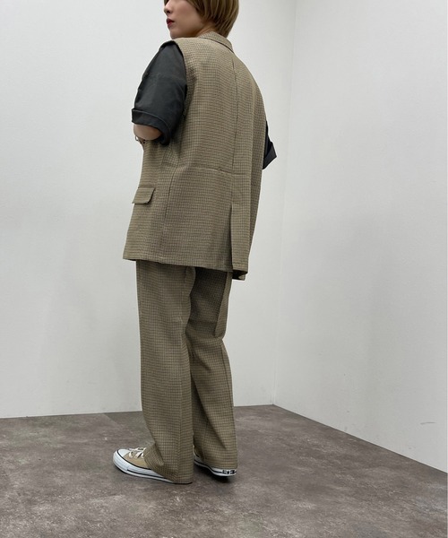 apres jour mignon（アプレジュールミニョン）の「チェックストレートパンツ【SETUP可能】【ZOZOTOWN限定アイテム】（その他パンツ・レディース・その他/ベージュ/ブラウン系その他・MEDIUM/X-LARGE/SMALL）」の8枚目の写真