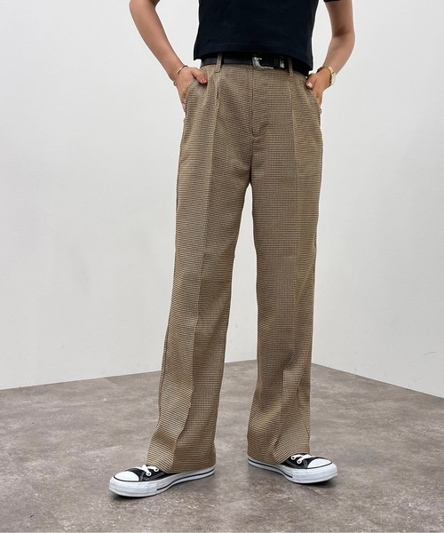 apres jour mignon（アプレジュールミニョン）の「チェックストレートパンツ【SETUP可能】【ZOZOTOWN限定アイテム】（その他パンツ・レディース・その他/ベージュ/ブラウン系その他・MEDIUM/X-LARGE/SMALL）」の11枚目の写真