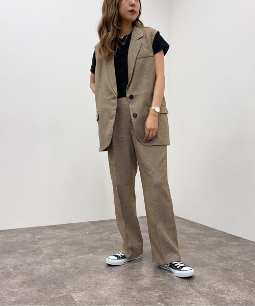 apres jour mignon（アプレジュールミニョン）の「チェックストレートパンツ【SETUP可能】【ZOZOTOWN限定アイテム】（その他パンツ・レディース・その他/ベージュ/ブラウン系その他・MEDIUM/X-LARGE/SMALL）」の16枚目の写真