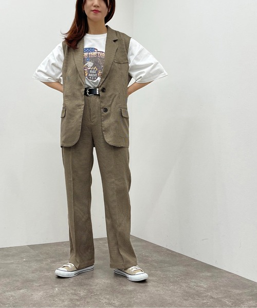 apres jour mignon（アプレジュールミニョン）の「チェックストレートパンツ【SETUP可能】【ZOZOTOWN限定アイテム】（その他パンツ・レディース・その他/ベージュ/ブラウン系その他・MEDIUM/X-LARGE/SMALL）」の22枚目の写真