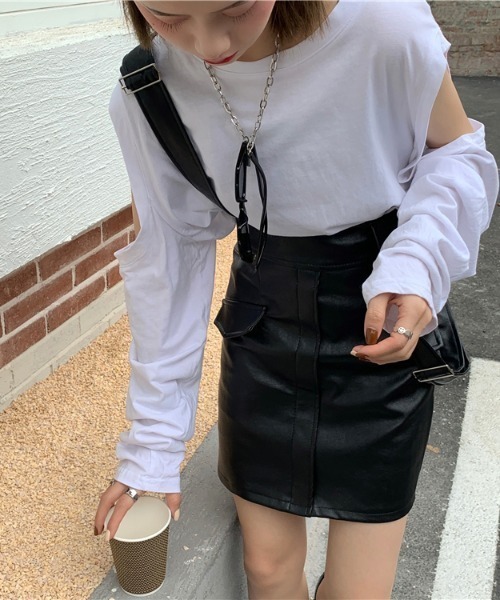 MANGROVE（マングローブ）の「ハッキングポケットレザーサスペンダースカート（スカート・レディース・ブラック/アイボリー・MEDIUM/LARGE）」の15枚目の写真