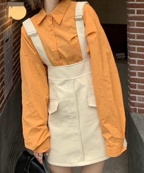 MANGROVE（マングローブ）の「ハッキングポケットレザーサスペンダースカート（スカート・レディース・ブラック/アイボリー・MEDIUM/LARGE）」の8枚目の写真