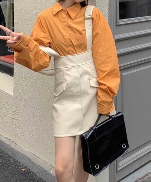 MANGROVE（マングローブ）の「ハッキングポケットレザーサスペンダースカート（スカート・レディース・ブラック/アイボリー・MEDIUM/LARGE）」の10枚目の写真