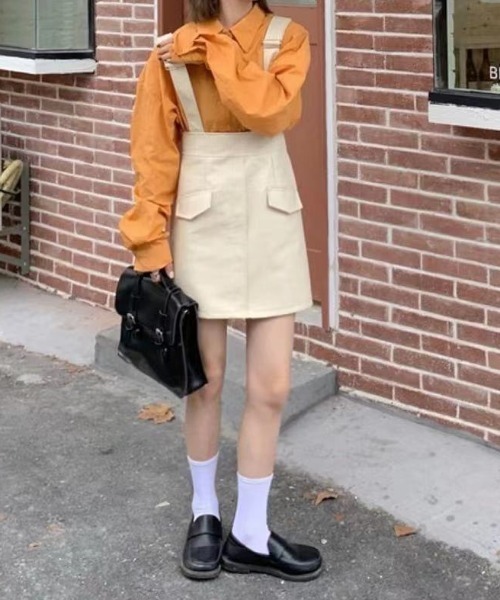 MANGROVE（マングローブ）の「ハッキングポケットレザーサスペンダースカート（スカート・レディース・ブラック/アイボリー・MEDIUM/LARGE）」の12枚目の写真