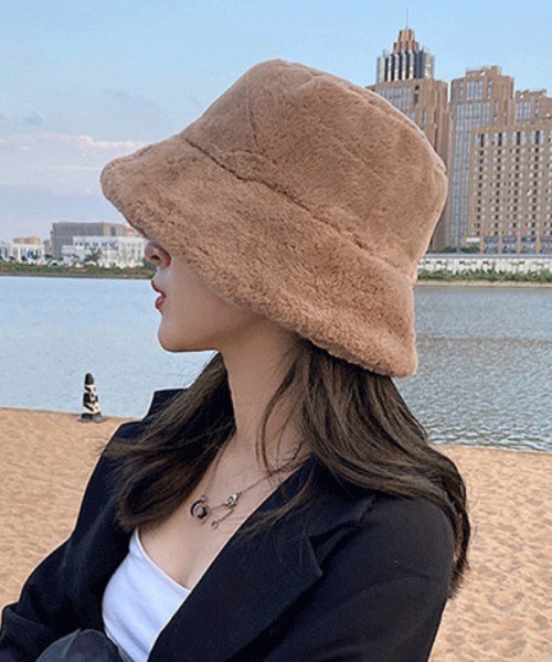 SFW（エスエフダブリュー）の「バケットハット 無地 アニマル ファー（ハット・レディース・ホワイト/ブラック/ブラウン/ピンク/レオパード/ゼブラ/ホワイト系・FREE）」の9枚目の写真