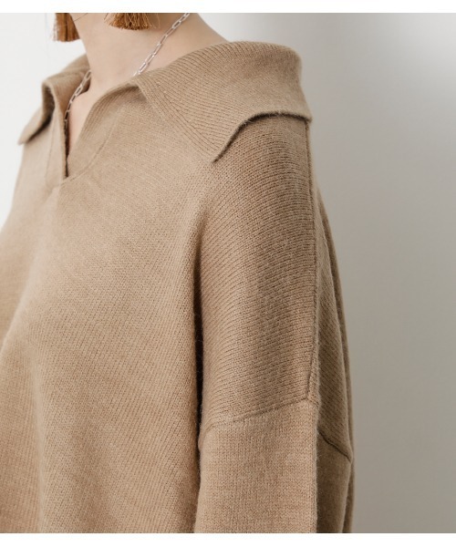crie conforto（クリーコンフォルト）の「衿付きＶネックニット（ニット/セーター・レディース・ライトブラウン/アイボリー/キャメル・MEDIUM/SMALL）」の10枚目の写真