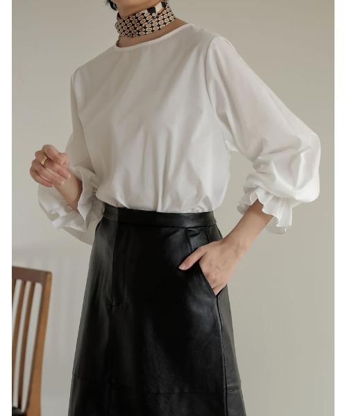 Re:EDIT（リエディ）の「[新色追加][低身長サイズ有][2点セット]ブロードシャツ×ドロップショルダーロングニットワンピース（ワンピース・レディース・ブラック/ブラウン/チャコールグレー・MEDIUM/LARGE/SHORT）」の17枚目の写真