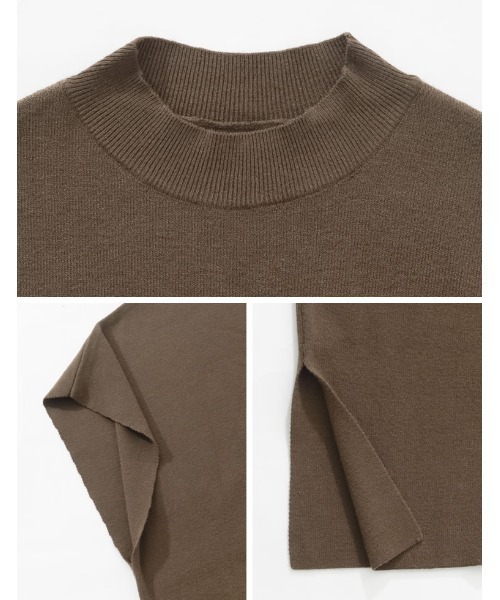 Re:EDIT（リエディ）の「[新色追加][低身長サイズ有][2点セット]ブロードシャツ×ドロップショルダーロングニットワンピース（ワンピース・レディース・ブラック/ブラウン/チャコールグレー・MEDIUM/LARGE/SHORT）」の15枚目の写真