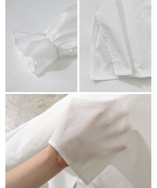 Re:EDIT（リエディ）の「[新色追加][低身長サイズ有][2点セット]ブロードシャツ×ドロップショルダーロングニットワンピース（ワンピース・レディース・ブラック/ブラウン/チャコールグレー・MEDIUM/LARGE/SHORT）」の9枚目の写真