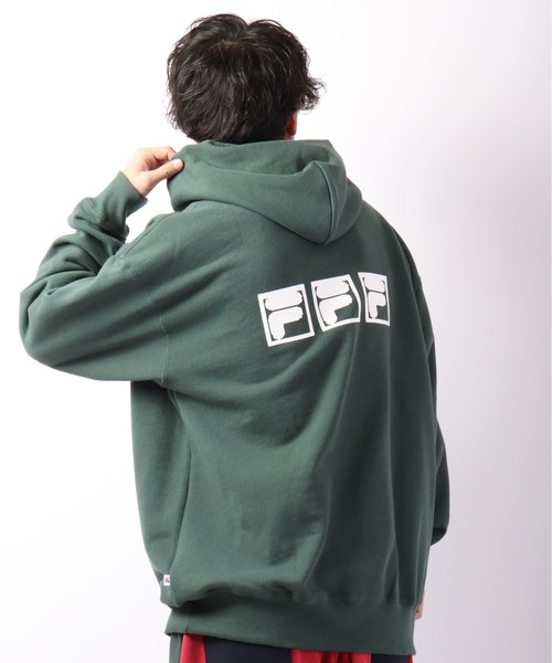 FILA HERITAGE(フィラヘリテージ)の「FILA オーバーサイズ プルオーバーフーディー(パーカー・メンズ・アッシュグレー/グリーン・M/L/XL)」の5枚目の写真