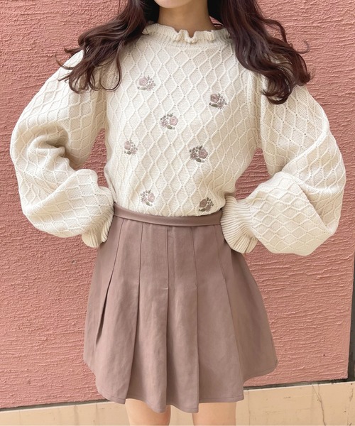 apres jour（アプレジュール）の「フラワー刺繍ニットプルオーバー【ZOZOTOWN限定アイテム】（ニット/セーター・レディース・ラベンダー/モカ/アイボリー/ブルー系その他・フリー/X-LARGE）」の15枚目の写真