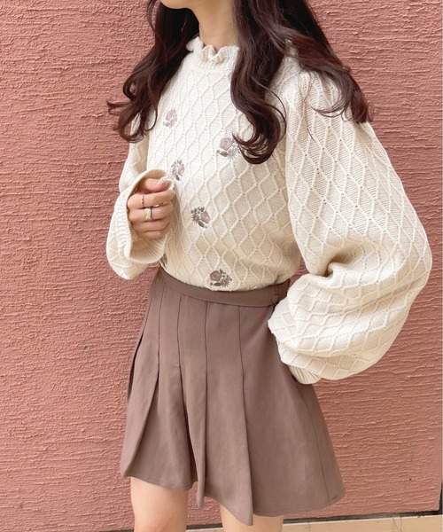 apres jour（アプレジュール）の「フラワー刺繍ニットプルオーバー【ZOZOTOWN限定アイテム】（ニット/セーター・レディース・ラベンダー/モカ/アイボリー/ブルー系その他・フリー/X-LARGE）」の19枚目の写真
