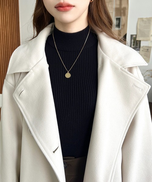 ニットメルトン2WAYカラーアレンジロングトレンチコート（トレンチコート）｜moment+（モーメントプラス）