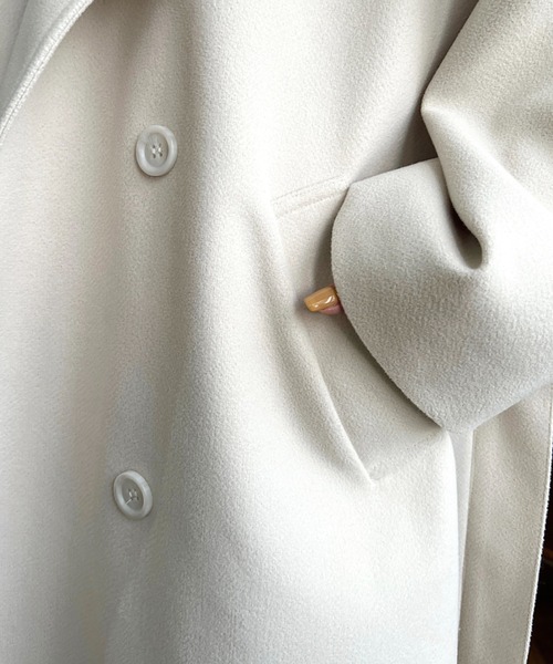 ニットメルトン2WAYカラーアレンジロングトレンチコート（トレンチコート）｜moment+（モーメントプラス）