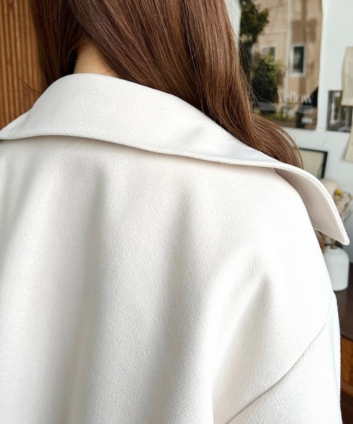 ニットメルトン2WAYカラーアレンジロングトレンチコート（トレンチコート）｜moment+（モーメントプラス）