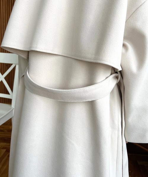 ニットメルトン2WAYカラーアレンジロングトレンチコート（トレンチコート）｜moment+（モーメントプラス）