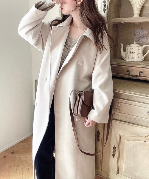 ニットメルトン2WAYカラーアレンジロングトレンチコート（トレンチコート）｜moment+（モーメントプラス）