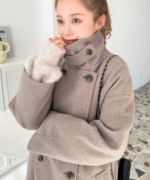 ニットメルトン2WAYカラーアレンジロングトレンチコート（トレンチコート）｜moment+（モーメントプラス）