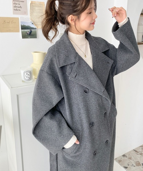 moment+(モーメントプラス)の「【累計販売枚数2万枚突破!】ニットメルトン2WAYアレンジカラーロングトレンチコート(トレンチコート・レディース・チャコールグレー/ベージュ/ブラック/アイボリー/モカ/グリーン/ブラウン系その他/カーキ/グレー系その他/ブラウン・S/M/L)」の20枚目の写真