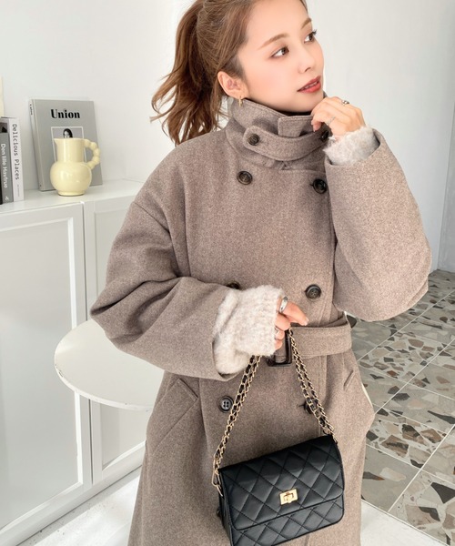 ニットメルトン2WAYカラーアレンジロングトレンチコート（トレンチコート）｜moment+（モーメントプラス）