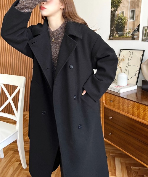 ニットメルトン2WAYカラーアレンジロングトレンチコート（トレンチコート）｜moment+（モーメントプラス）