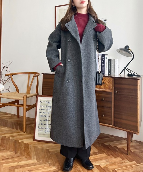 ニットメルトン2WAYカラーアレンジロングトレンチコート（トレンチコート）｜moment+（モーメントプラス）