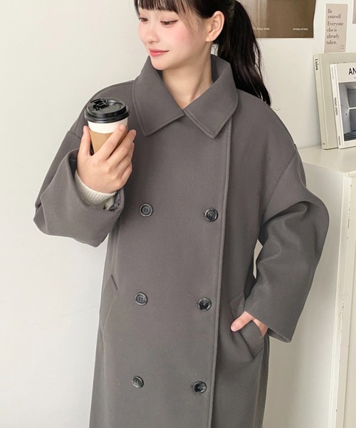 ニットメルトン2WAYカラーアレンジロングトレンチコート（トレンチコート）｜moment+（モーメントプラス）