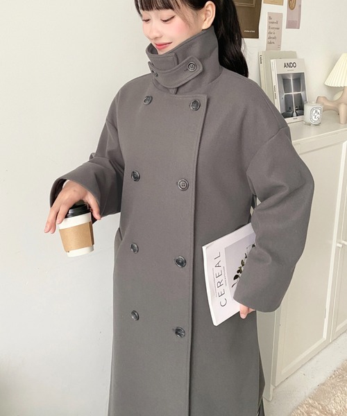 ニットメルトン2WAYカラーアレンジロングトレンチコート（トレンチコート）｜moment+（モーメントプラス）