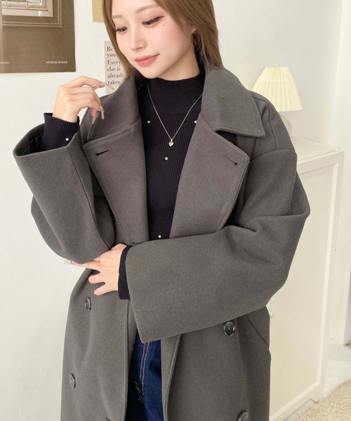 ニットメルトン2WAYカラーアレンジロングトレンチコート（トレンチコート）｜moment+（モーメントプラス）